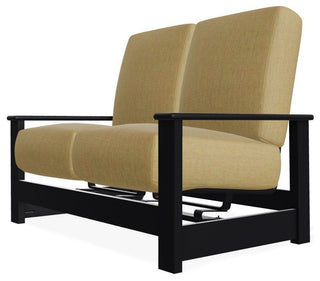 Leeward Deep Seat Outdoor Loveseat with Hidden Motion, Stucco/Black