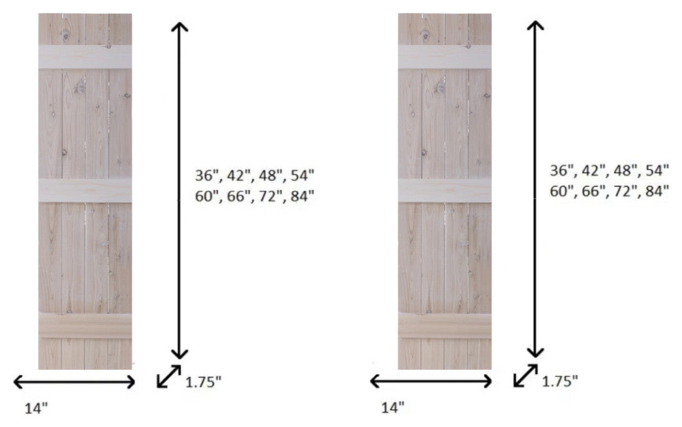 Traditional Board and Batten Exterior Shutters Pair, White Wash, 60