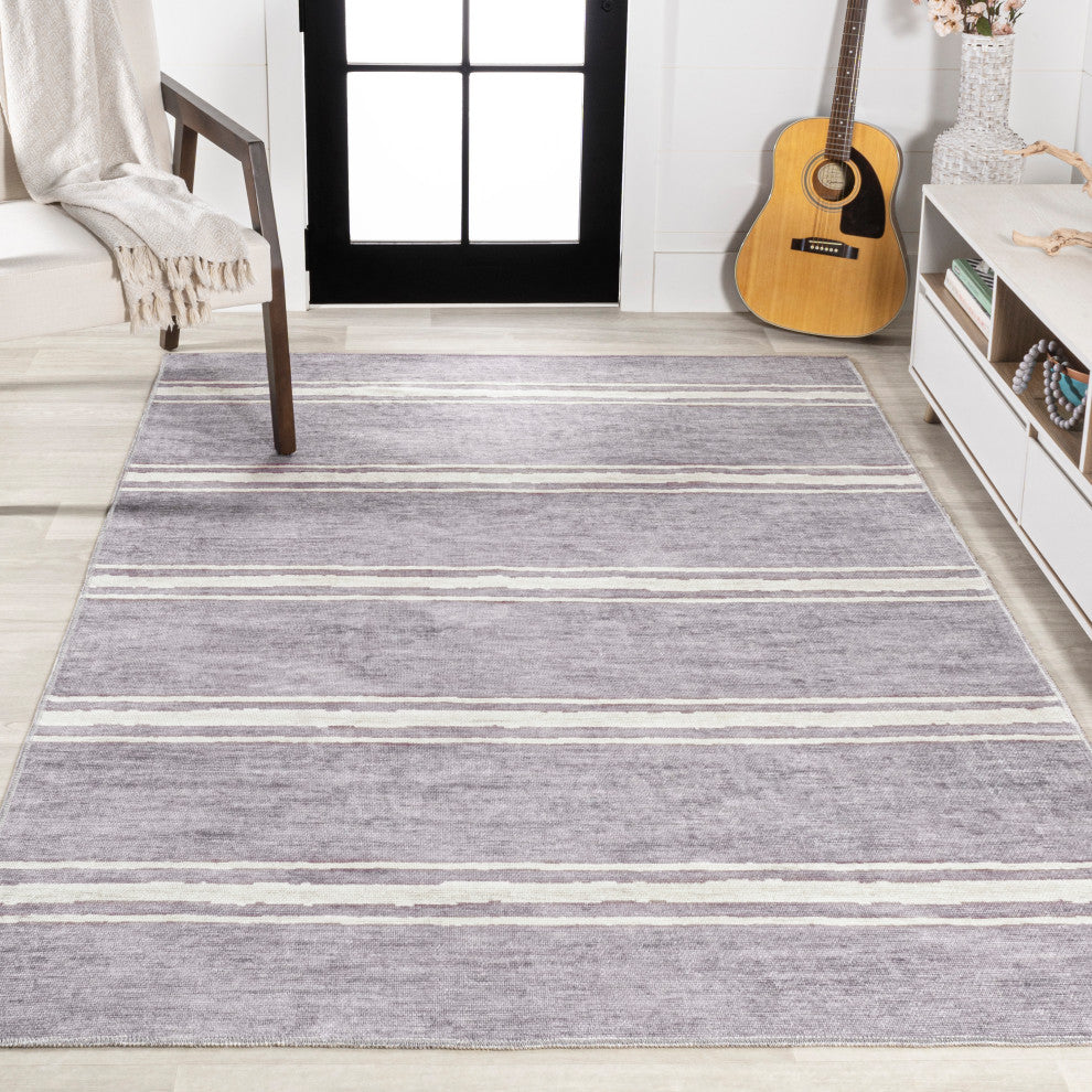 Bande Distressed Ticking Stripe Machine-Washable Area Rug, 8 X 10