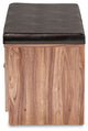 Modern Dark Brown Faux Leather Upholstered 2- Door Wood Shoe Storage Bench
