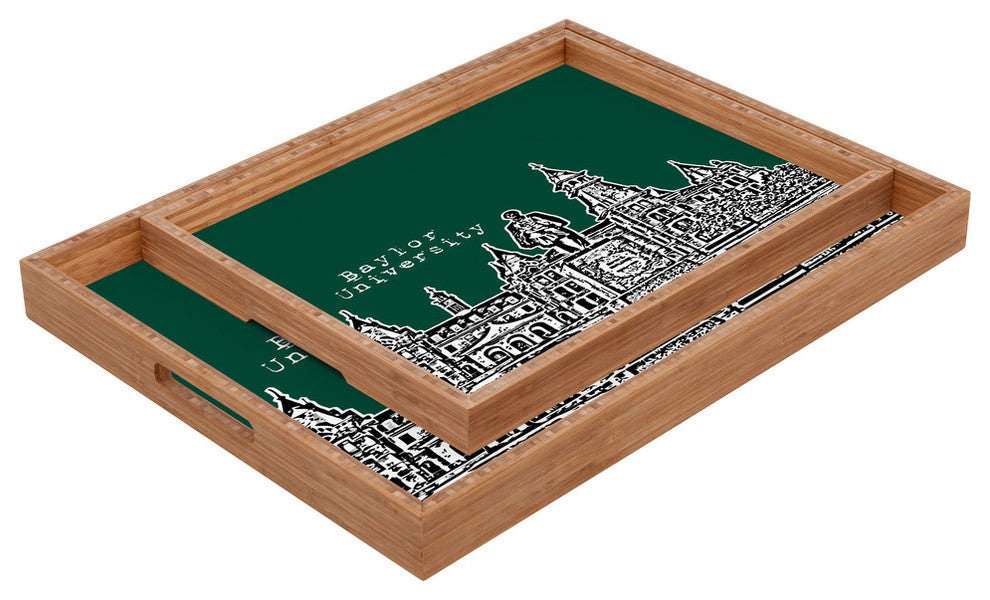 Deny Designs Bird Ave Baylor University Green Rectangular Tray