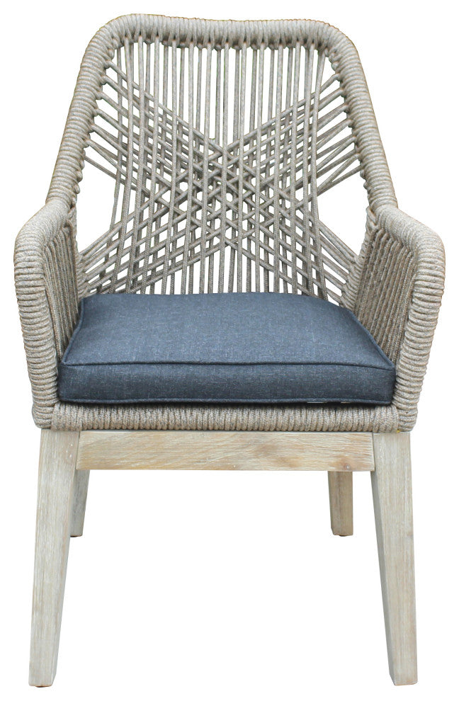 Santino 7-Piece Outdoor Dining Set, Table & 6 Wood/Aluminum/Rope Chairs