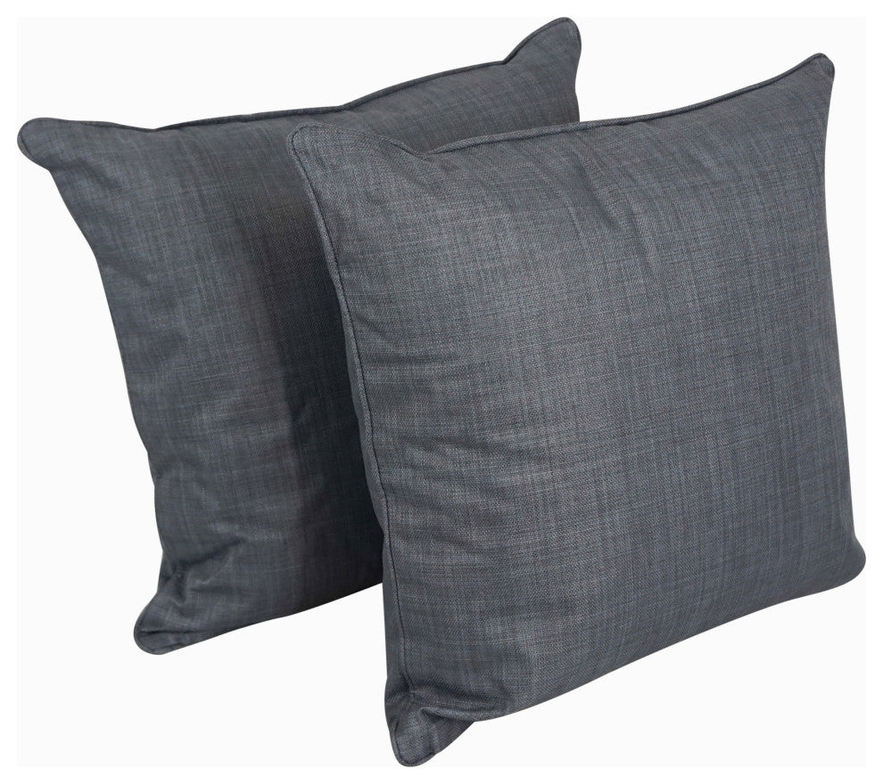 25" Double-Corded Square Floor Pillows With Inserts, Set of 2, Cool Gray