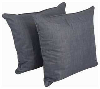 25" Double-Corded Square Floor Pillows With Inserts, Set of 2, Cool Gray