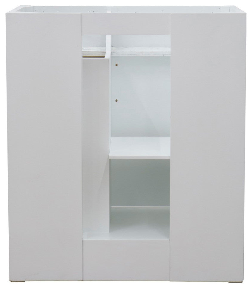 31" Single Sink Vanity, White Finish With Gray Granite With Round Sink
