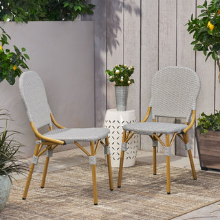 Gallia Outdoor Aluminum French Bistro Chairs (Set of 2)
