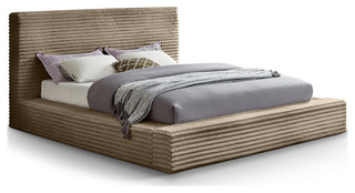 Dexter Upholstered Bed, Taupe, Full, Corduroy Fabric