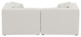 Cube Upholstered Modular Sofa, Cream, 2-Piece: 2 Corner Chair, Linen Texured Fabric