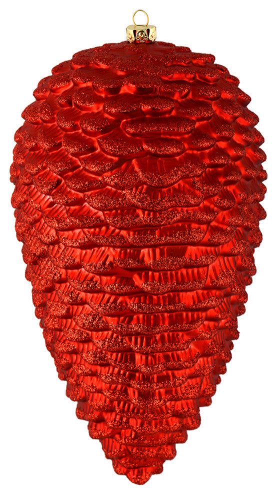 Vickerman N187203D 7" Red Matte Glitter Pinecone Christmas Ornament