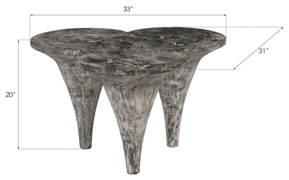 Butterfly Coffee Table, Gray Stone