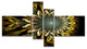 Dark Yellow Digital Flower, Abstract Wall Art Canvas, 60"x32", 4 panels