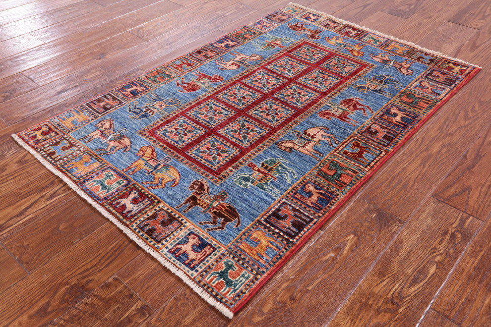 2' 8" X 4' 0" Antiqued Pazyryk Historical Design Handmade Wool Rug Q10881