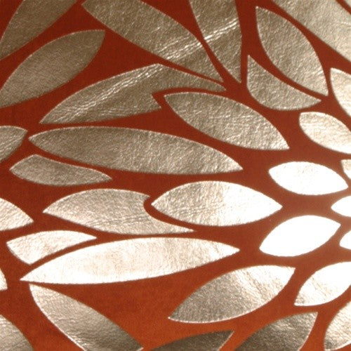 Pillow Decor - Metallic Floral Burnt Orange Square Throw Pillow