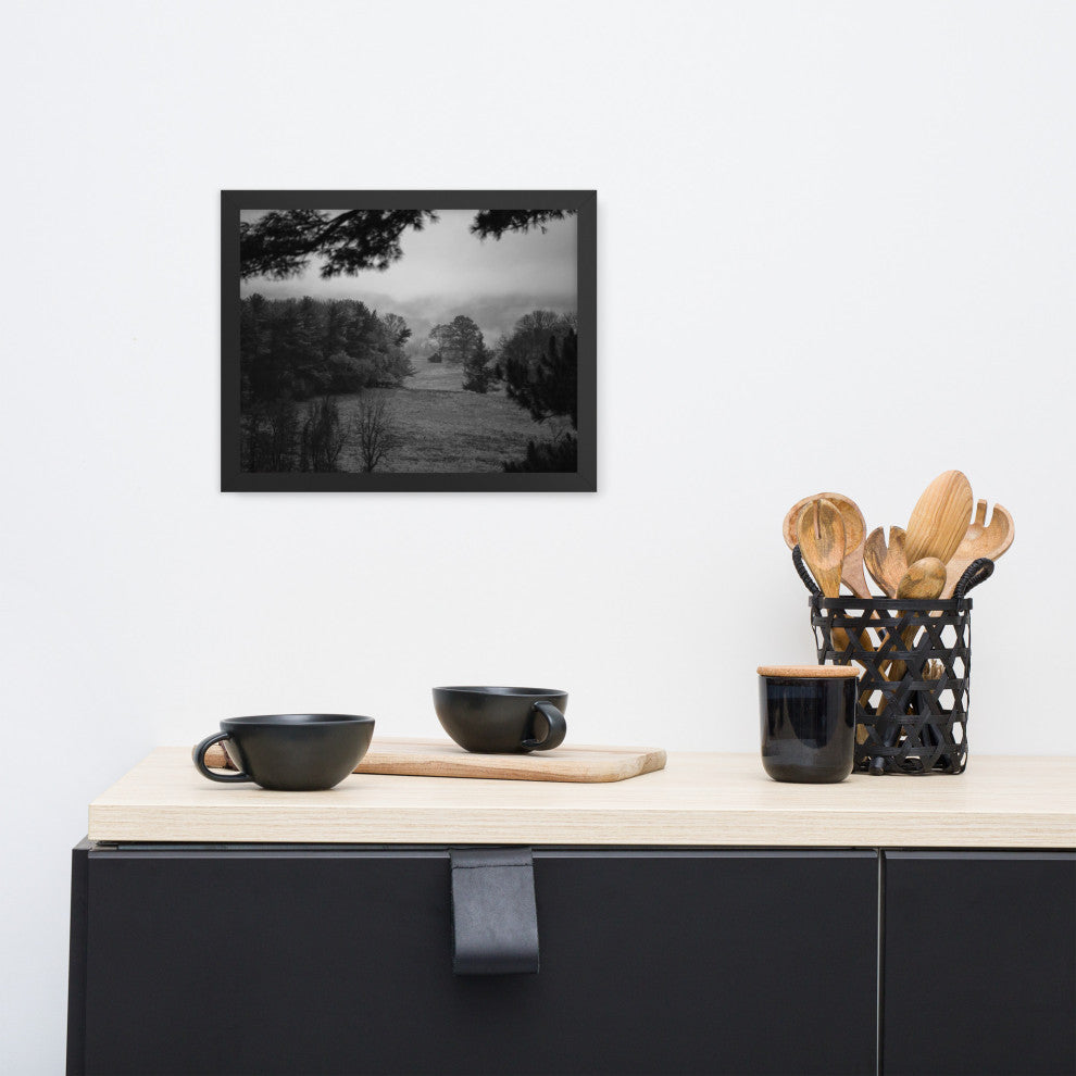 Mist of Valley Forge in Black and White Framed Photo Paper Wall Art Prints, Black, 11" X 14"