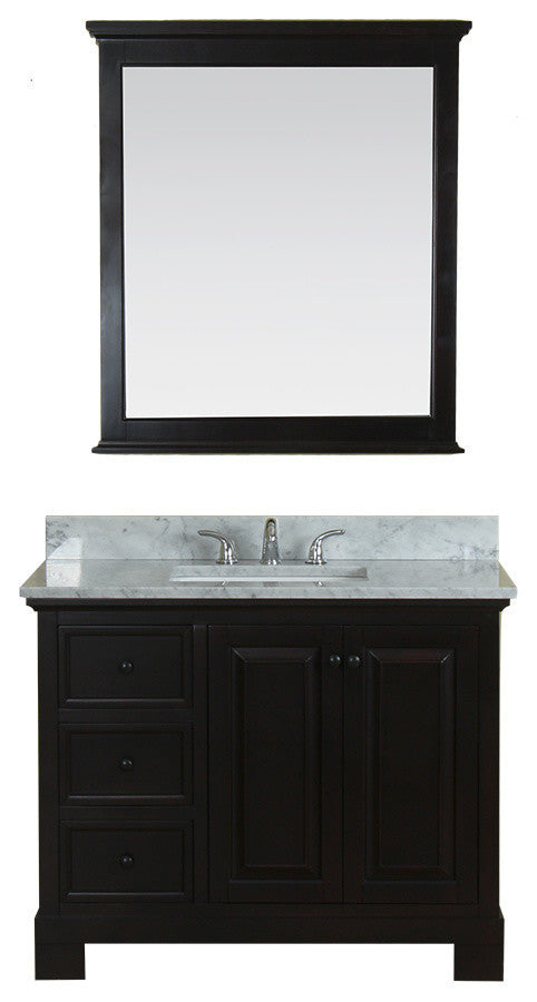 Richmond 42" Bathroom Vanity With Carrera Marble Top and Mirror