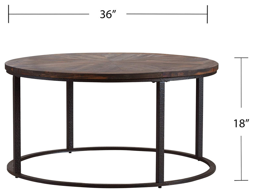 Industrial Coffee Table, Open Design With Metal Base and Reclaimed Wooden Top