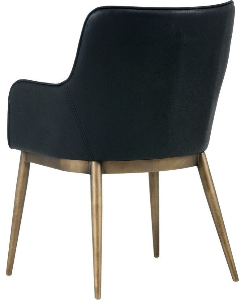 Franklin Dining Chair, Antique Brass, Vintage Black