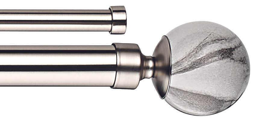 Linen Avenue Grey Marble Double Curtain Rod Set,48 to 86-Inch,Brushed Nickel