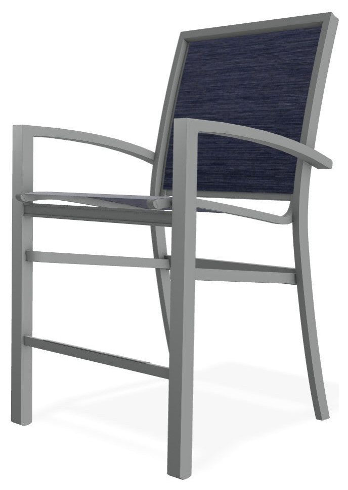 Kendall Sling Balcony Height Stackable Outdoor Stool, Collect Indigo/Graphite