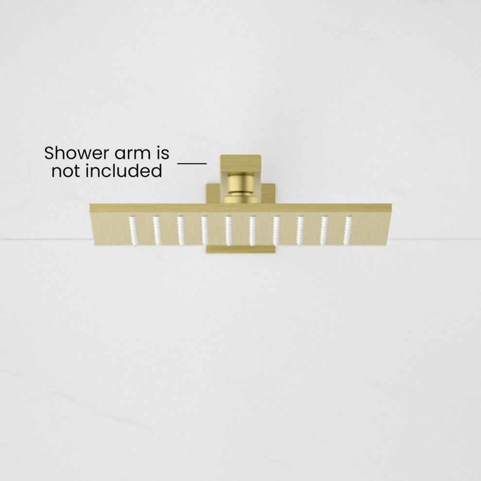 Cube 10" Metal Thin Profile Rain Shower Head 1.75 GPM, Brushed Gold