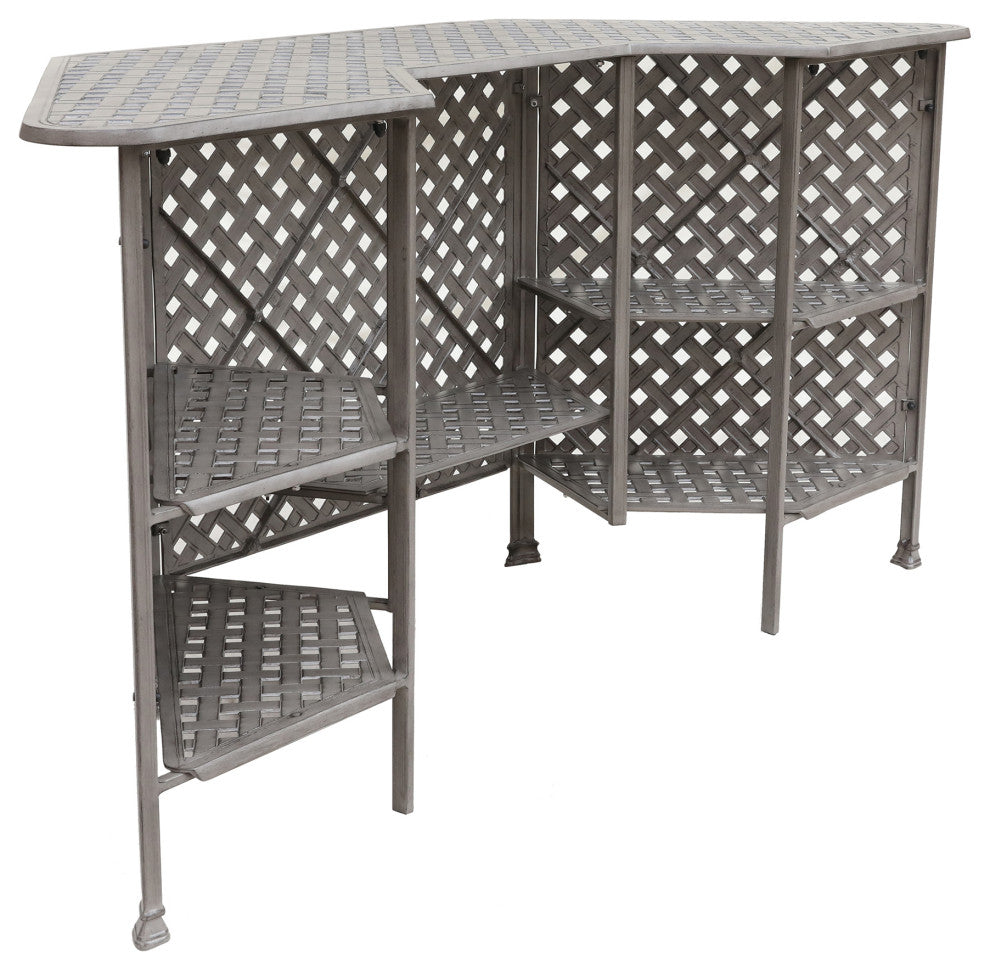 Stinson Aged Bronze Aluminum Party Bar Table, Heritage Grey