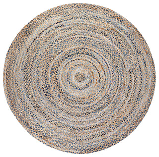 Kerala Denim and Jute Round Rug, 4'