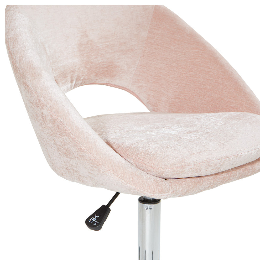 Milo Office Chair, Royal Velvet Fabric With Chrome Base, Blush