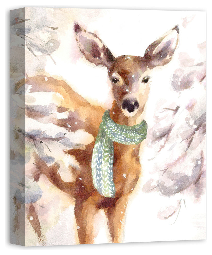 "Fawn Wearing a Green Scarf" Canvas Wall Art, 16"x20"