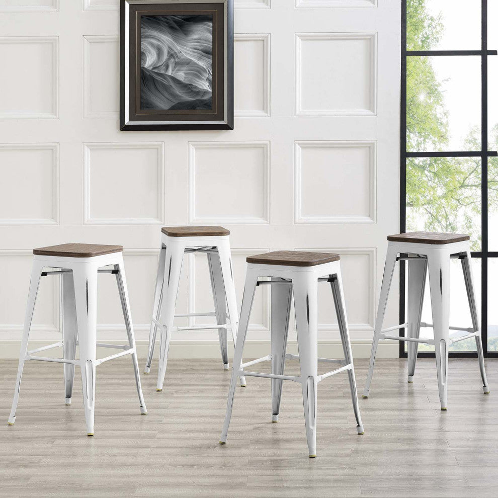 Promenade Bar Stool Set of 4-White