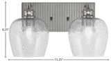 Edge 2-Light Bath Bar, Brushed Nickel Finish, 6" Smoke Bubble Glass