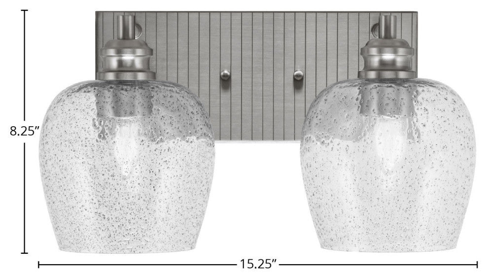 Edge 2-Light Bath Bar, Brushed Nickel Finish, 6" Smoke Bubble Glass