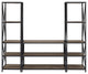 3-Piece Rustic Industrial Bookcase Set - Dark Walnut