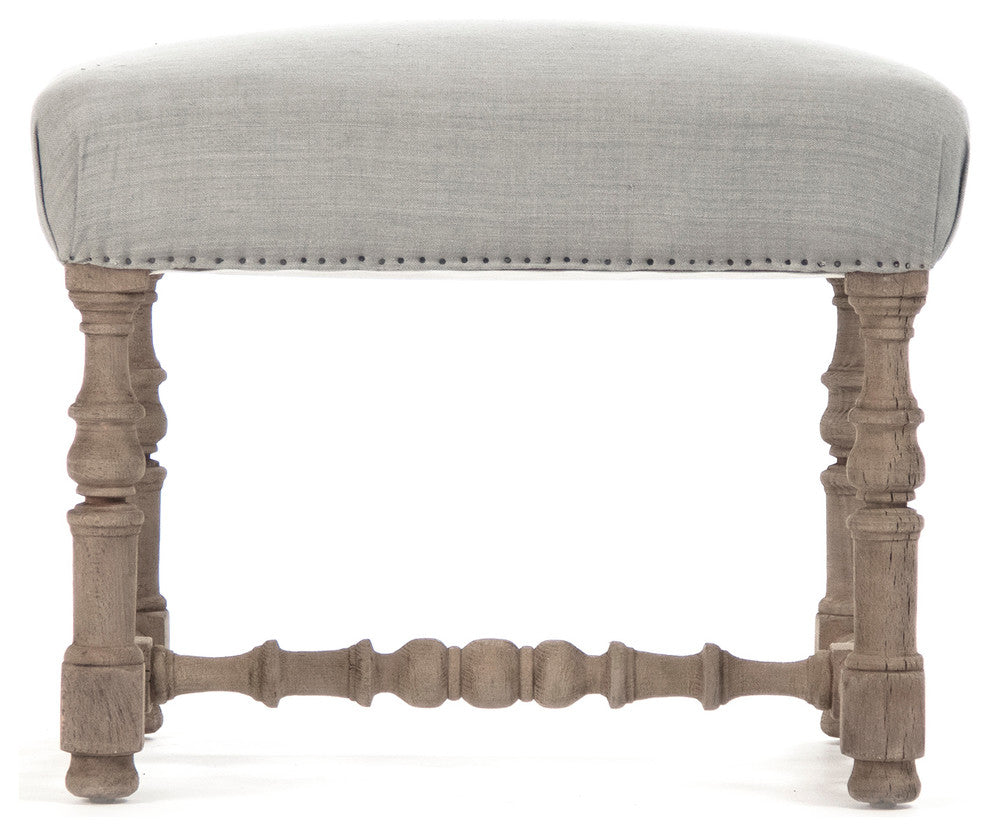 Audrey Stool, Natural Dry Oak, Blue Linen