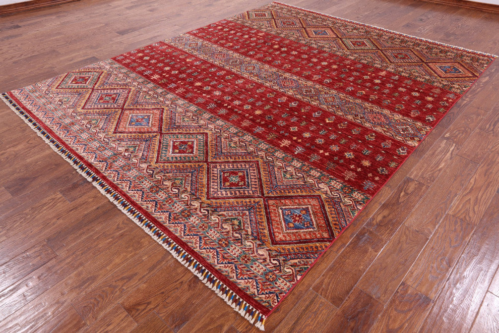 8' 2" X 10' 2" Khorjin Super Kazak Handmade Wool Rug Q5867