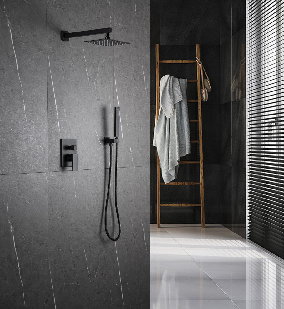 Givingtree Ceiling Mount Pressure-Balanced Shower System 10 in,Matte Black
