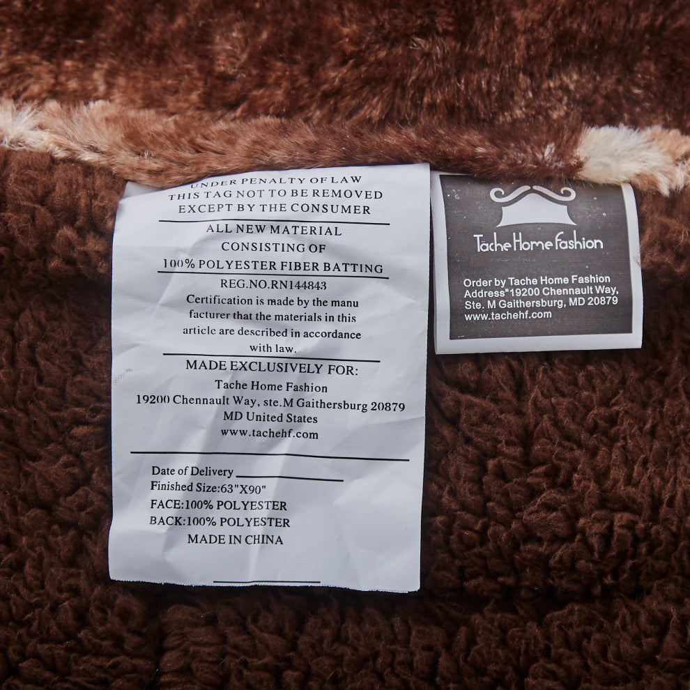 Tache Golden Faux Fur Sherpa Throw Blanket, 63"x87"