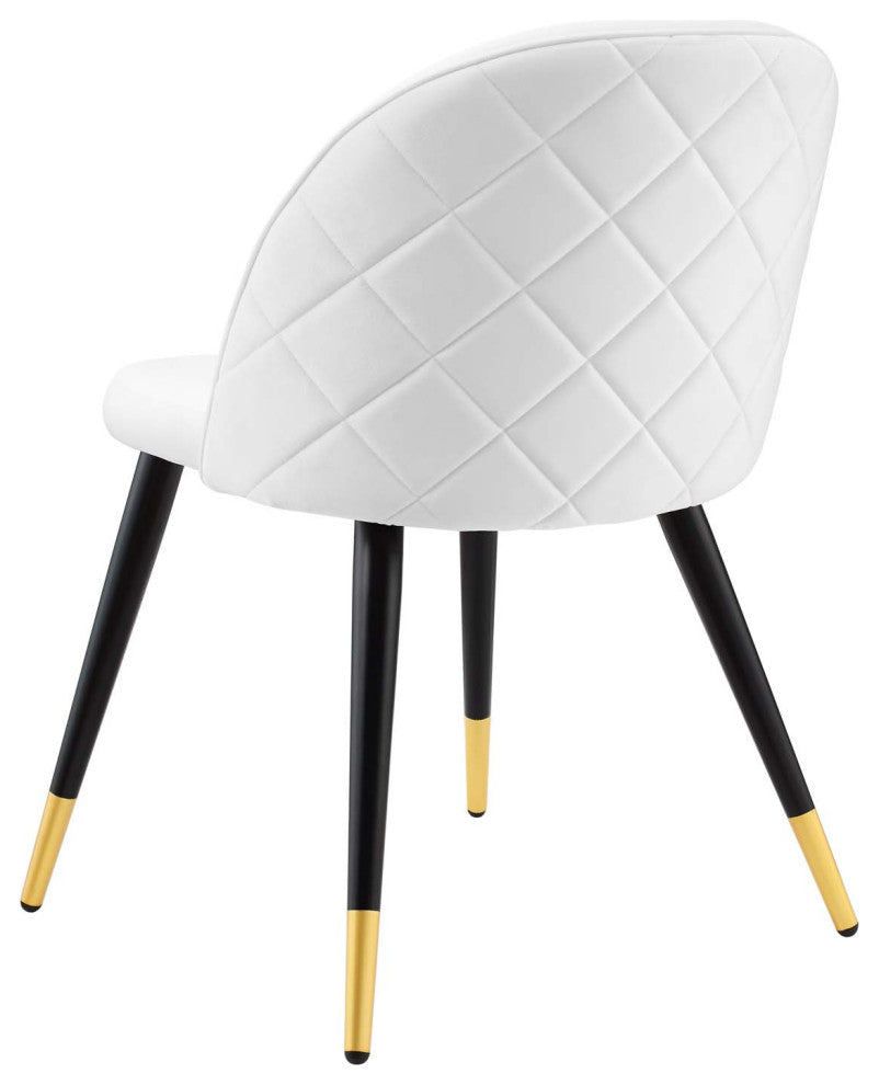 Side Dining Chair, Set of 2, Velvet, White, Cafe Bistro Restaurant Hospitality