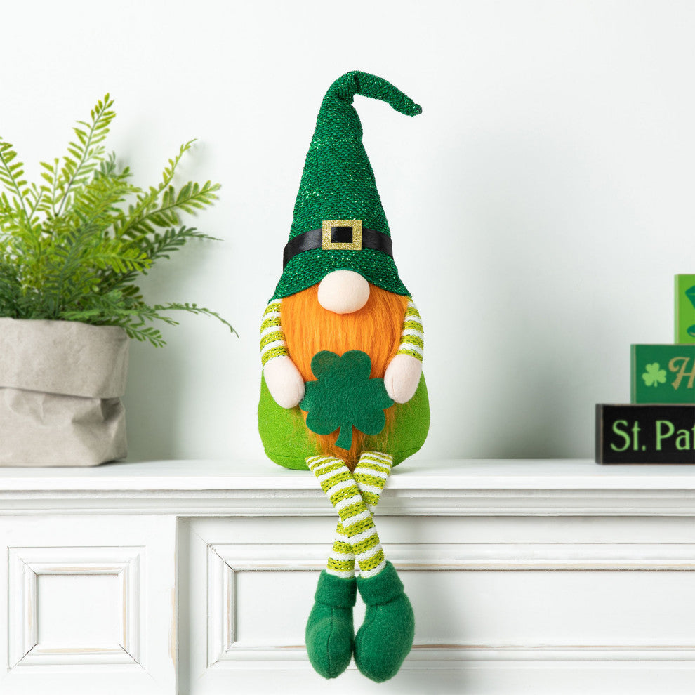 28.25'' Fabric St. Patrick's Gnome Shelf Sitter With Dangling Legs