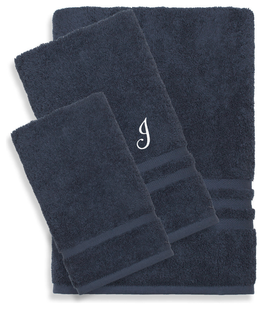 Denzi 3-Piece Towel Set Monogrammed Letter, J