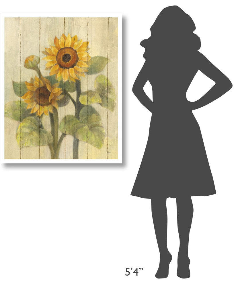 "Summer Sunflowers II on Barn Board" Paper Print by Albena Hristova, 30"x37"