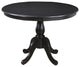 42" Antique Black Round Turned Pedestal Base Wood Dining Table