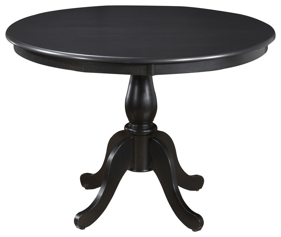 42" Antique Black Round Turned Pedestal Base Wood Dining Table