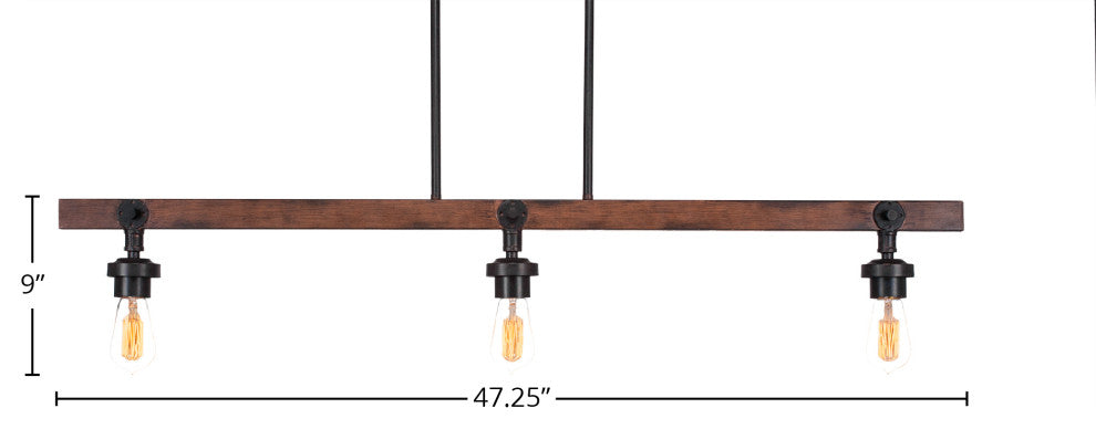 Portland 3-Light Island Bar with Amber Antique Bulbs