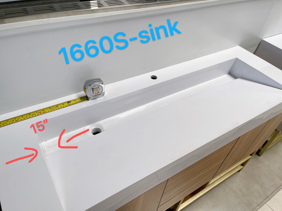 Madison 60" Free Standing Single Sink Vanity with Reinforced Acrylic Sink, High Gloss Blue