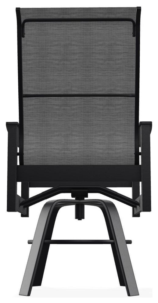Leeward Sling Balcony Height Outdoor Swivel Armchair, Collect Charcoal/Black