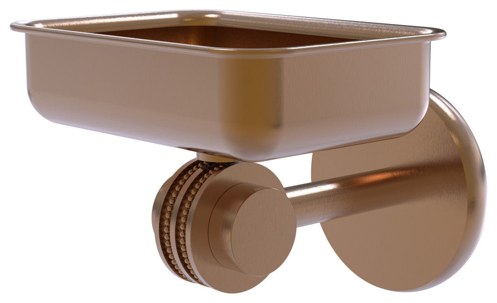 Satellite Orbit Two Wall Mount Soap Dish With Dotted Accents, Brushed Bronze