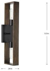 Boundary Collection 2-Light Modern Wall Sconce, Matte Black