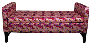 Modern Hot Pink and Purple Abstract Print Storage Bench
