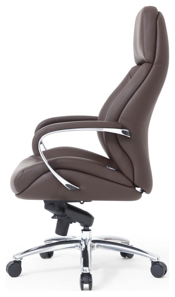Gates Fully Reclining Adjustable Executive Chair Soft Top Grain Leather, Dark Brown
