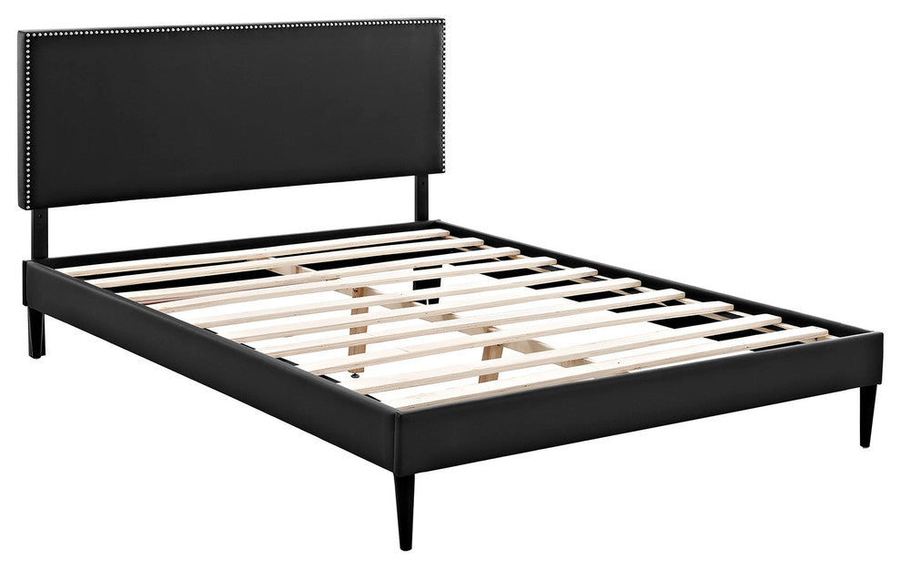 Modway Phoebe King Vinyl Platform Bed With Round Tapered Legs, Black